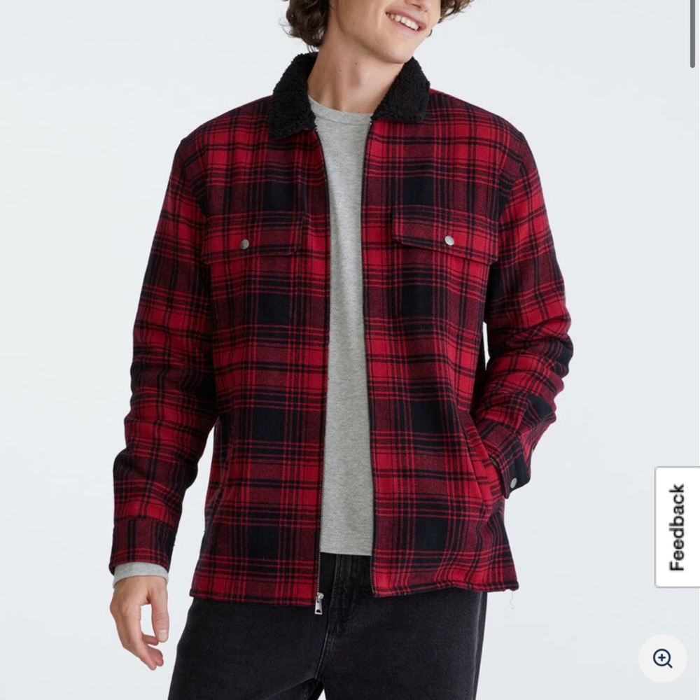 Aeropostale Red and Black Checkered Jacket